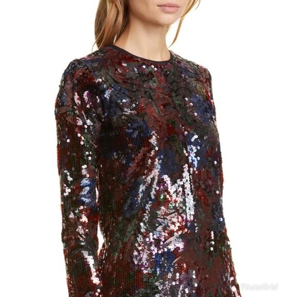 ROSEANNA Bowie Parrots Sequin Long Sleeve Maxi Dress US 2 NWT - Picture 4 of 14